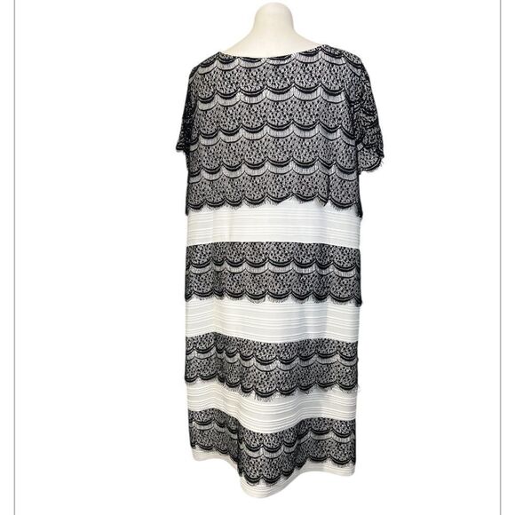 Catherine’s dress plus‎ 3X(26/28W) white black lace overlay cocktail semi-formal - Picture 5 of 7